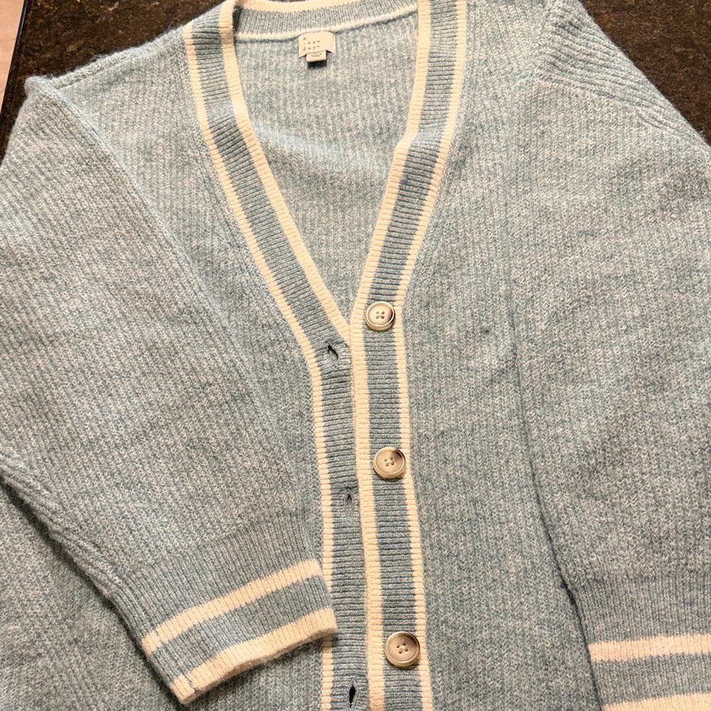 a new day Light Blue and Cream Cardigan Sweater